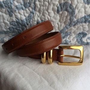 The Ritz Genuine M Leather Belt with Gold Buckle